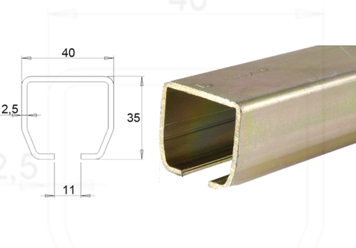 Siltumnīcas bīdāmo vārtu profils 6m ; 40mm